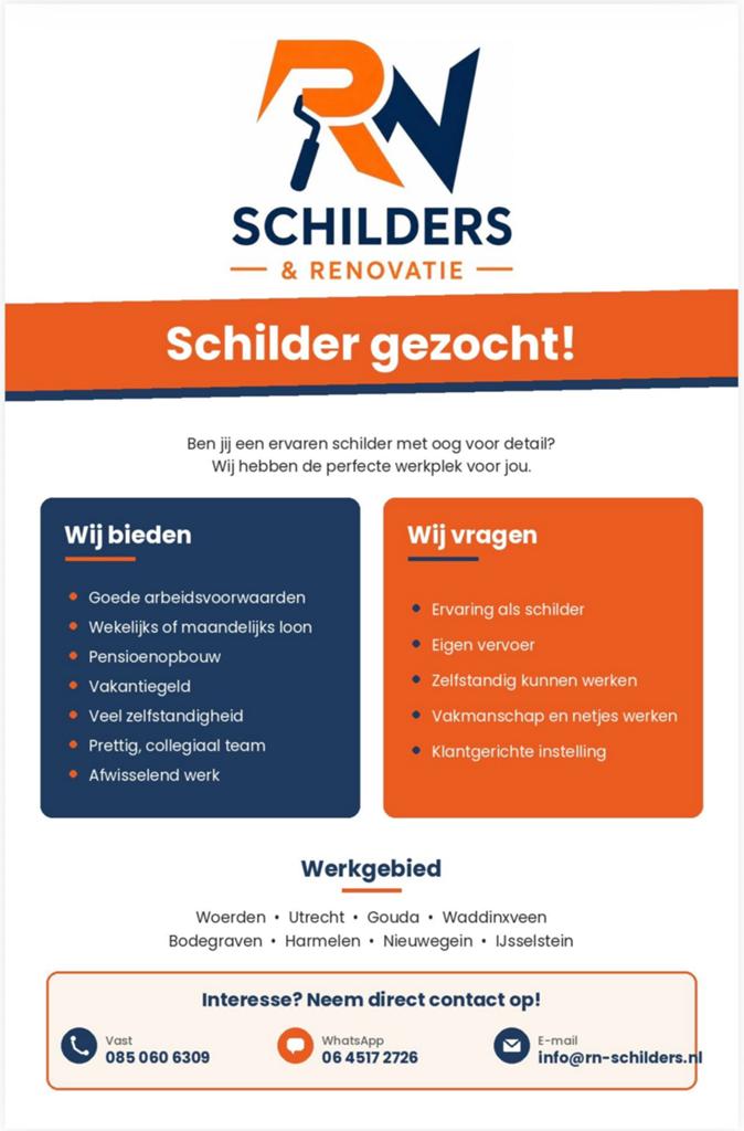Ervaren schilder gezocht regio Utrecht, Behangen