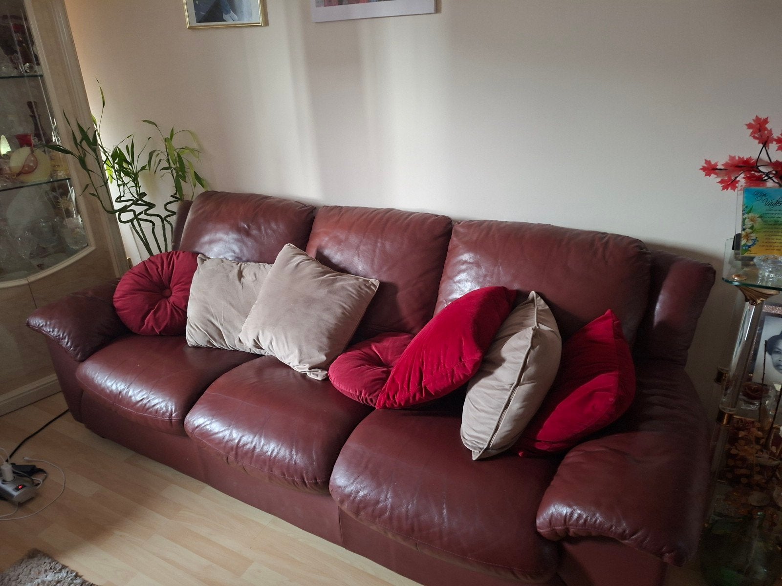 Comfortabele leren banken - 2-zits en 3-zits, 250 tot 300 cm, Gebruikt, Ophalen of Verzenden, Rechte bank