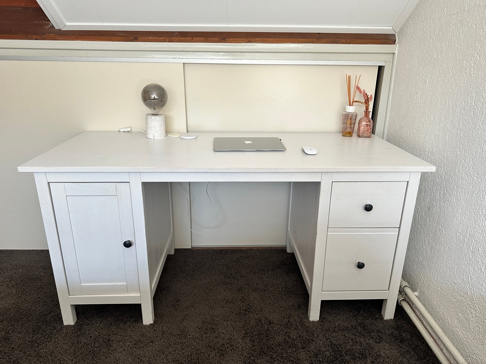 IKEA Hemnes Bureau - Wit, met lades en kastje, Ophalen, Gebruikt, IKEA, Wit