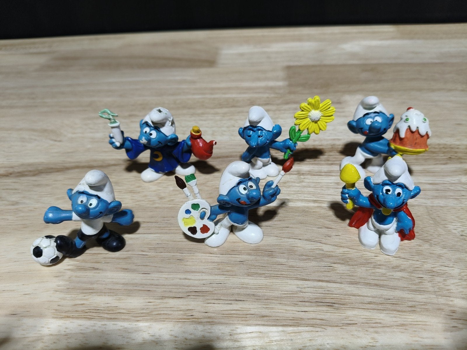 6 vintage Smurfen (Bully / Peyo) – Origineel We, Verzamelen, Ophalen