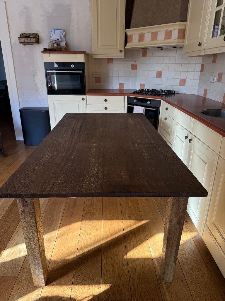 Teak houten keukentafel 190 X 100, Huis en Inrichting, Ophalen, Gebruikt, 100 tot 150 cm, Teakhout