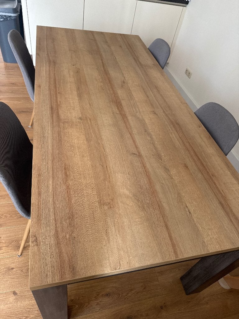 Eetkamertafel Finn - licht eikenkleur - 77x199x90 cm, Ophalen, Overige materialen, 50 tot 100 cm, Zo goed als nieuw