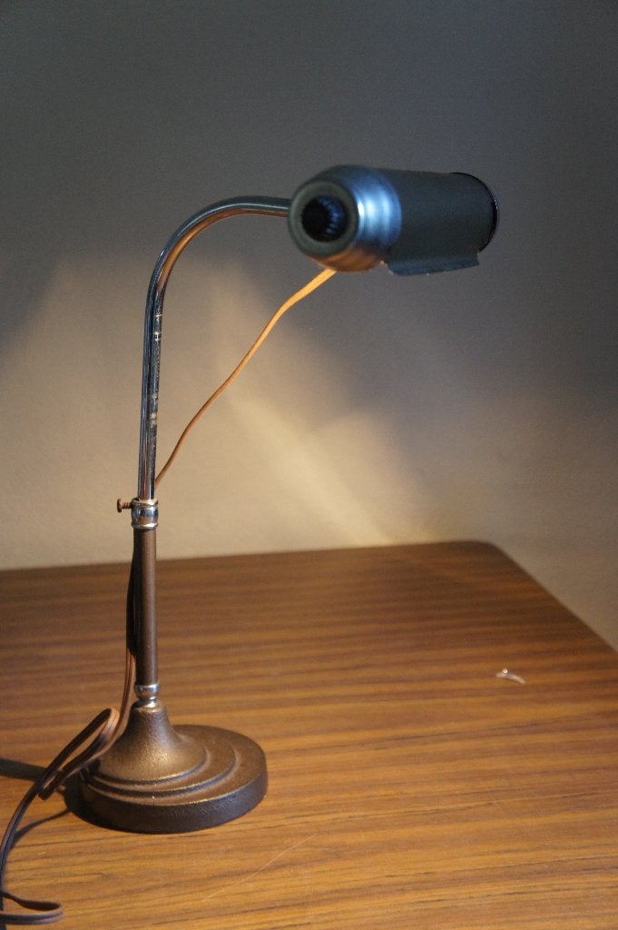 Vintage Anvia pianolampje art deco lampje retro leeslamp., Art deco, Sfeerlamp, Grijs, Metaal