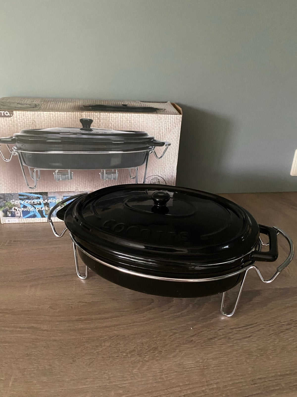 Gusta Ovenschaal op Rechaud - Nieuw in Doos - Ovaal 33 cm, Nieuw, Gusta, Ophalen of Verzenden, Zwart
