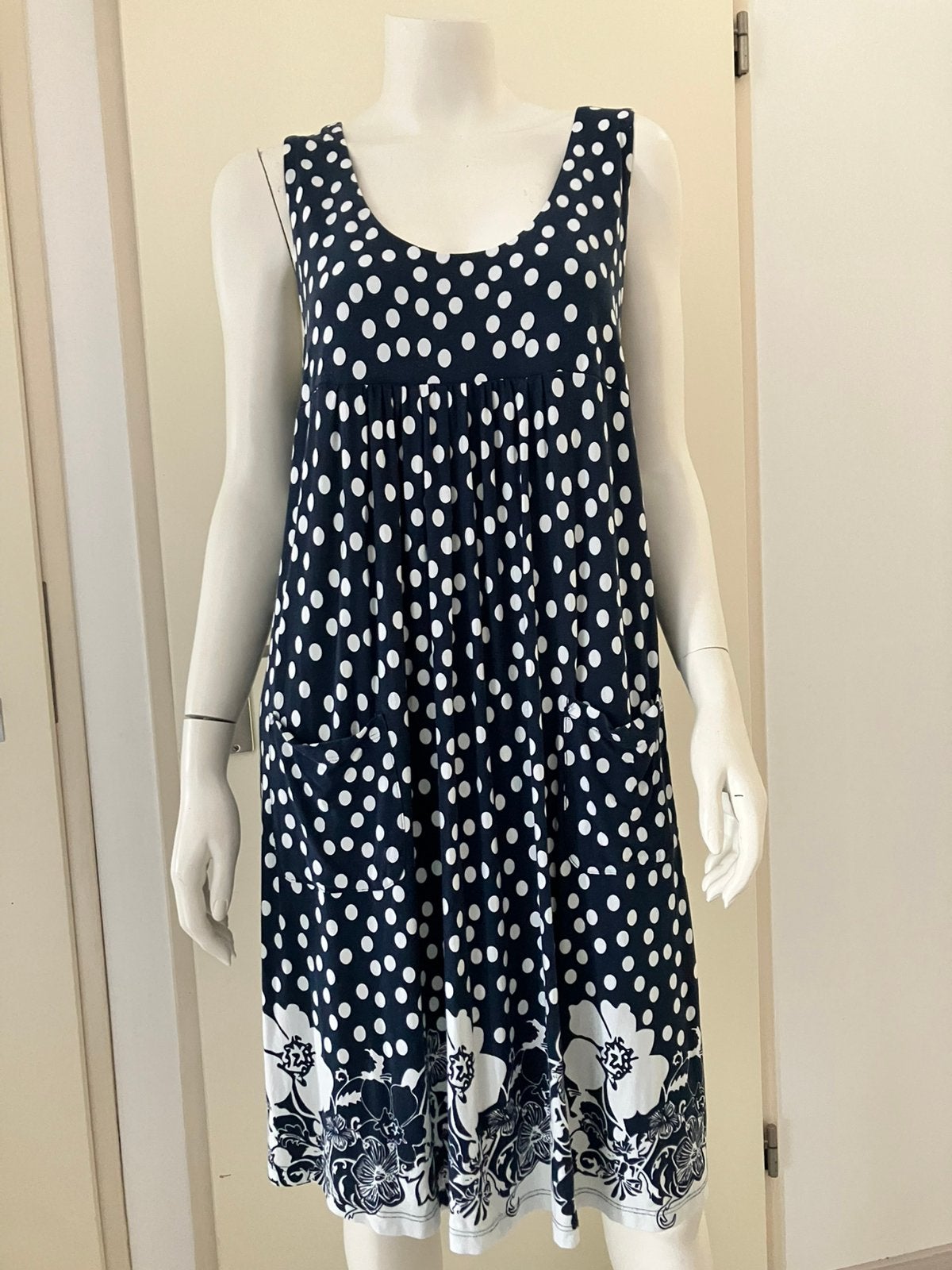 Bonprix blauw witte polkadot jurk 44/46, Kleding | Dames, Blauw, Maat 46/48 (XL) of groter, Ophalen of Verzenden, Knielengte