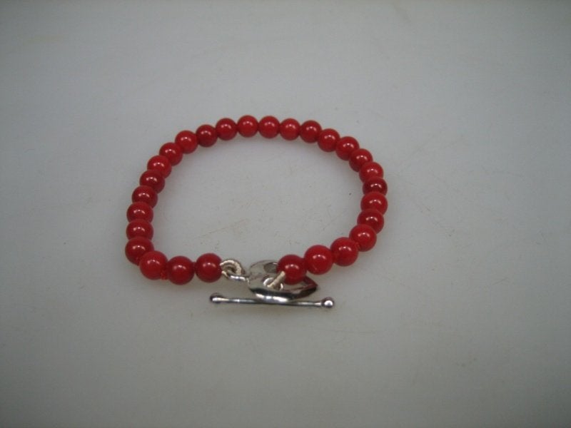 Antieke bloedkoralen Baby Armbandje kapittelstokje en hartje, Sieraden, Tassen en Uiterlijk, Kindersieraden, Ophalen of Verzenden