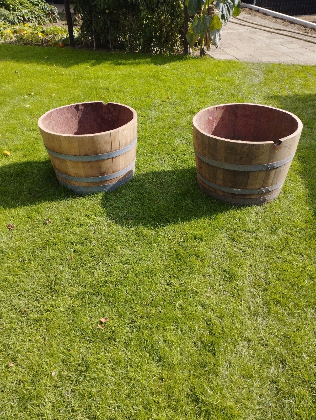 bloembakken gemaakt van gebruikte franse eiken wijnvaten, Tuin en Terras, Ophalen, Rond, Hout