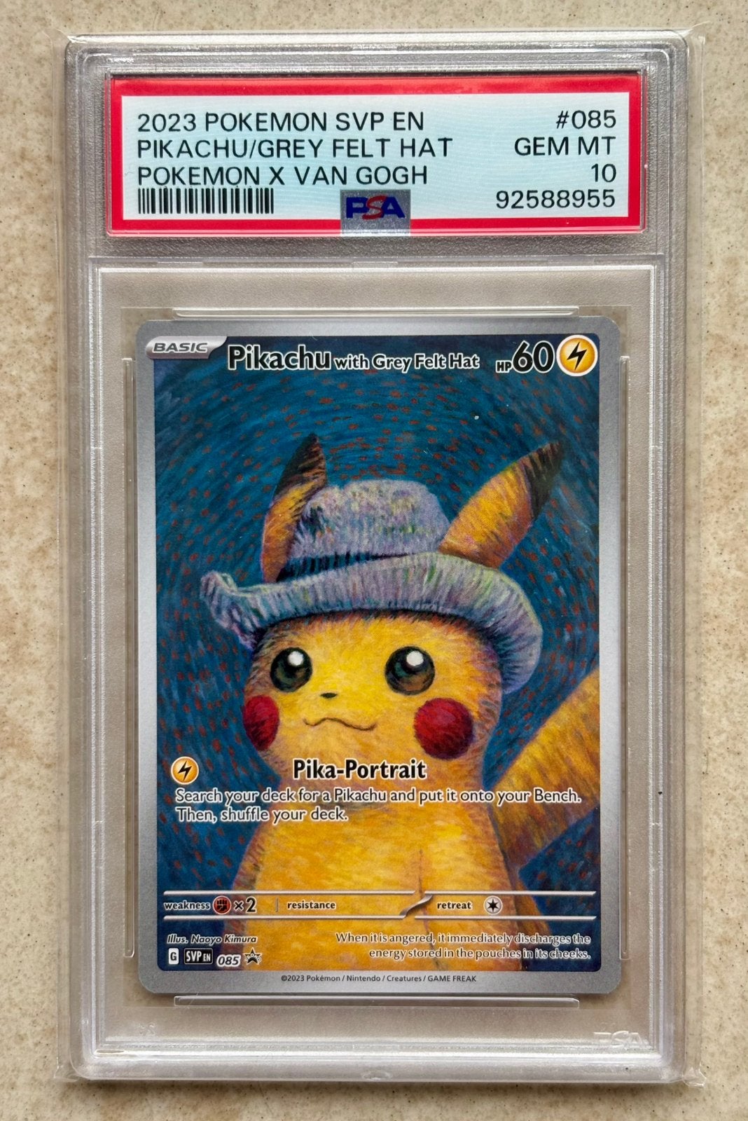 Pokemon Pikachu van Gogh 085 - PSA10 ‼️, Ophalen of Verzenden, Nieuw, Losse kaart