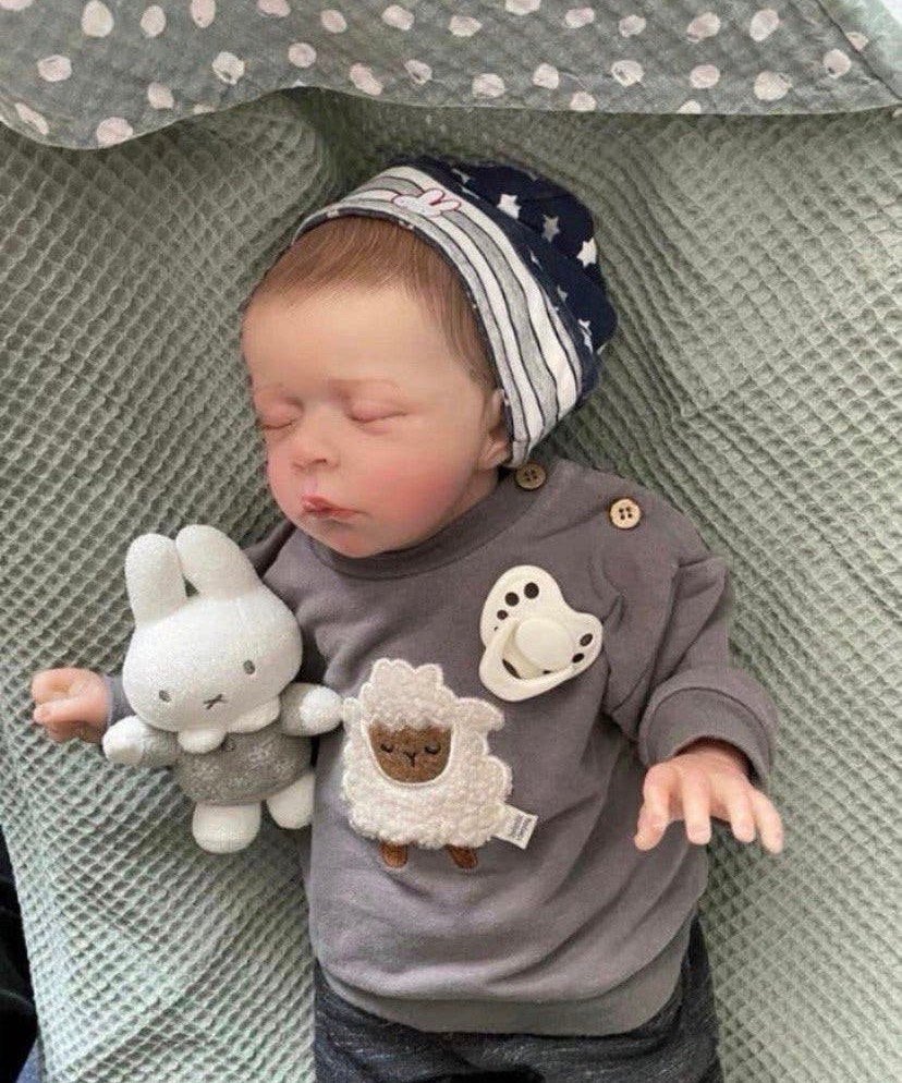 Reborn baby boy 💙🧸 slapend, Verzenden, Zo goed als nieuw, Babypop, Levensecht of Reborn