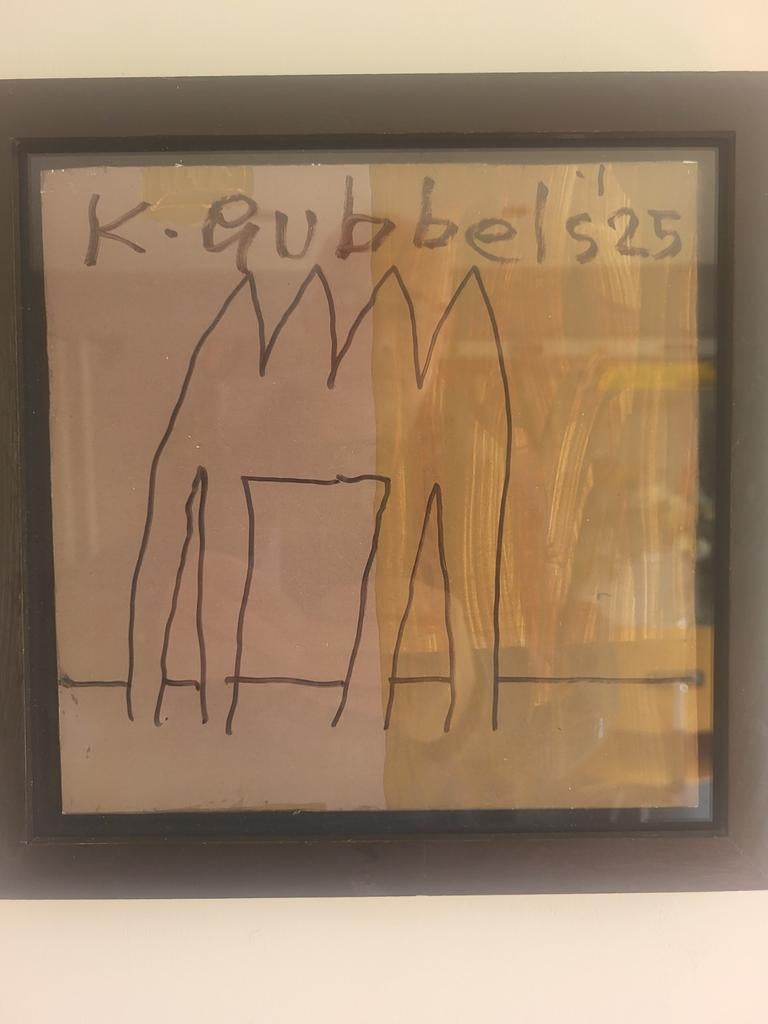 Klaas Gubbels, unicum, aquarel met stift, Ophalen