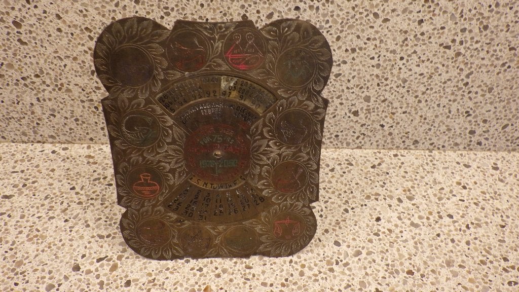 retro oneindige messing kalender (1975-2050), Ophalen of Verzenden, Overige typen