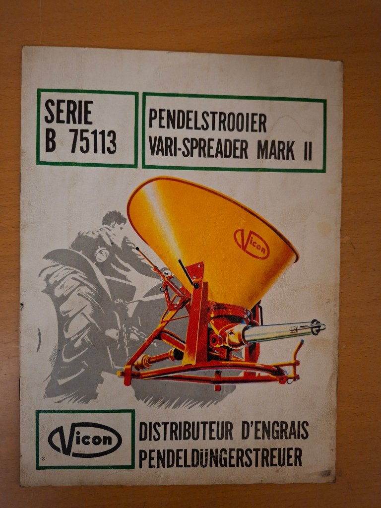 Onderdelenboekje Vicon Pendelstrooier Vari spreader Mark II, Ophalen of Verzenden, Gelezen, Tractor en Landbouw