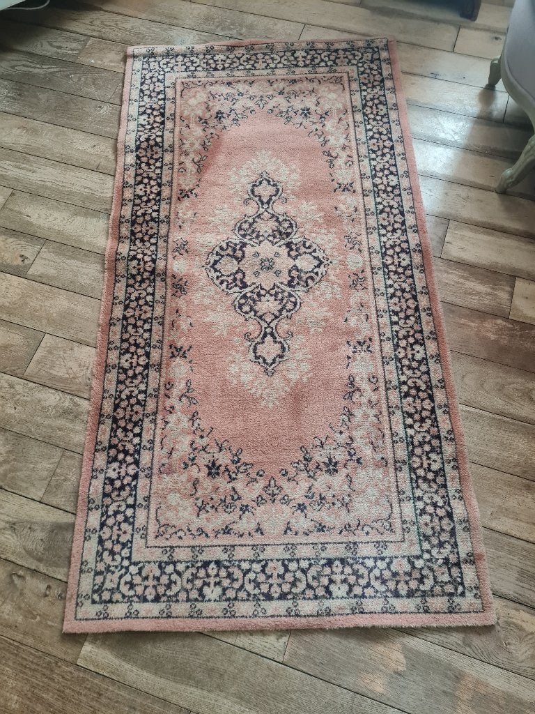 Vintage loper vloerkleed wol 80 x 1,85, Heikant 21 Kaatsheuvel, Gebruikt, Belle Vieille Brocante, Crème