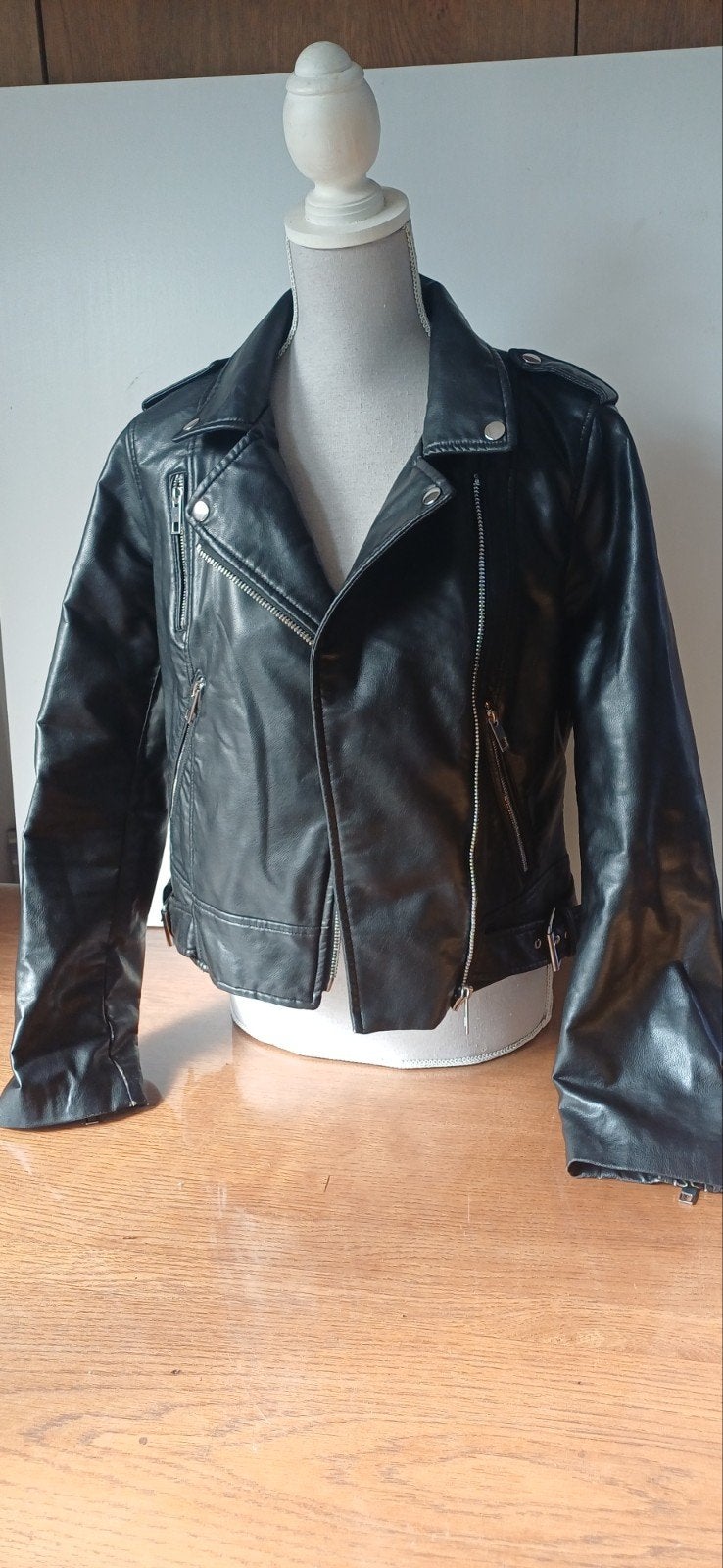 Zwarte leren bikerjack van Zara, maat L, Maat 42/44 (L), Ophalen of Verzenden, Zo goed als nieuw, Zara