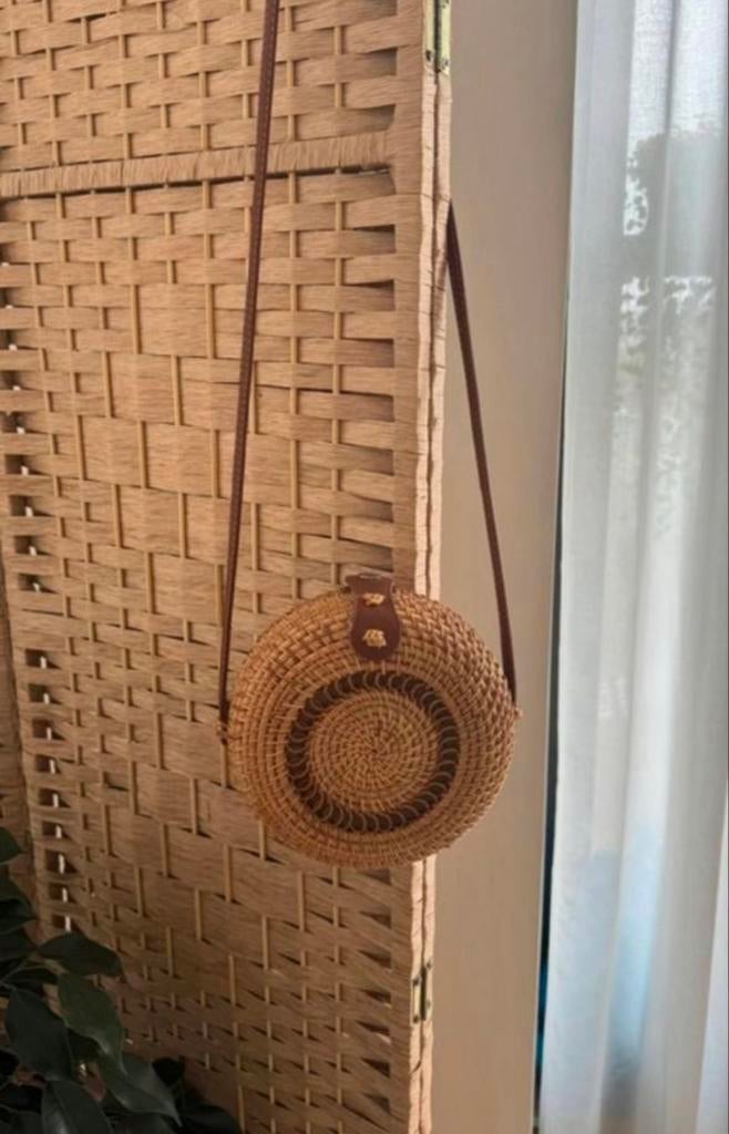 Ronde rieten tas, Ophalen of Verzenden, Gebruikt, Bruin, Overige merken