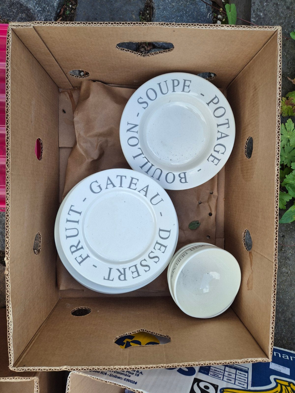 Vintage Franse borden en kom - Soep, Dessert, Ontbijt, Ophalen, Gebruikt, Overige merken, Vintage