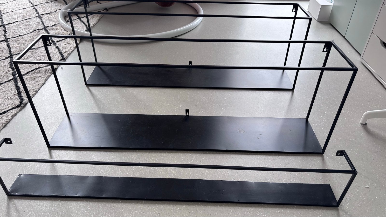 Set van 3 zwarte metalen Woood wandplanken, Ophalen, Gebruikt