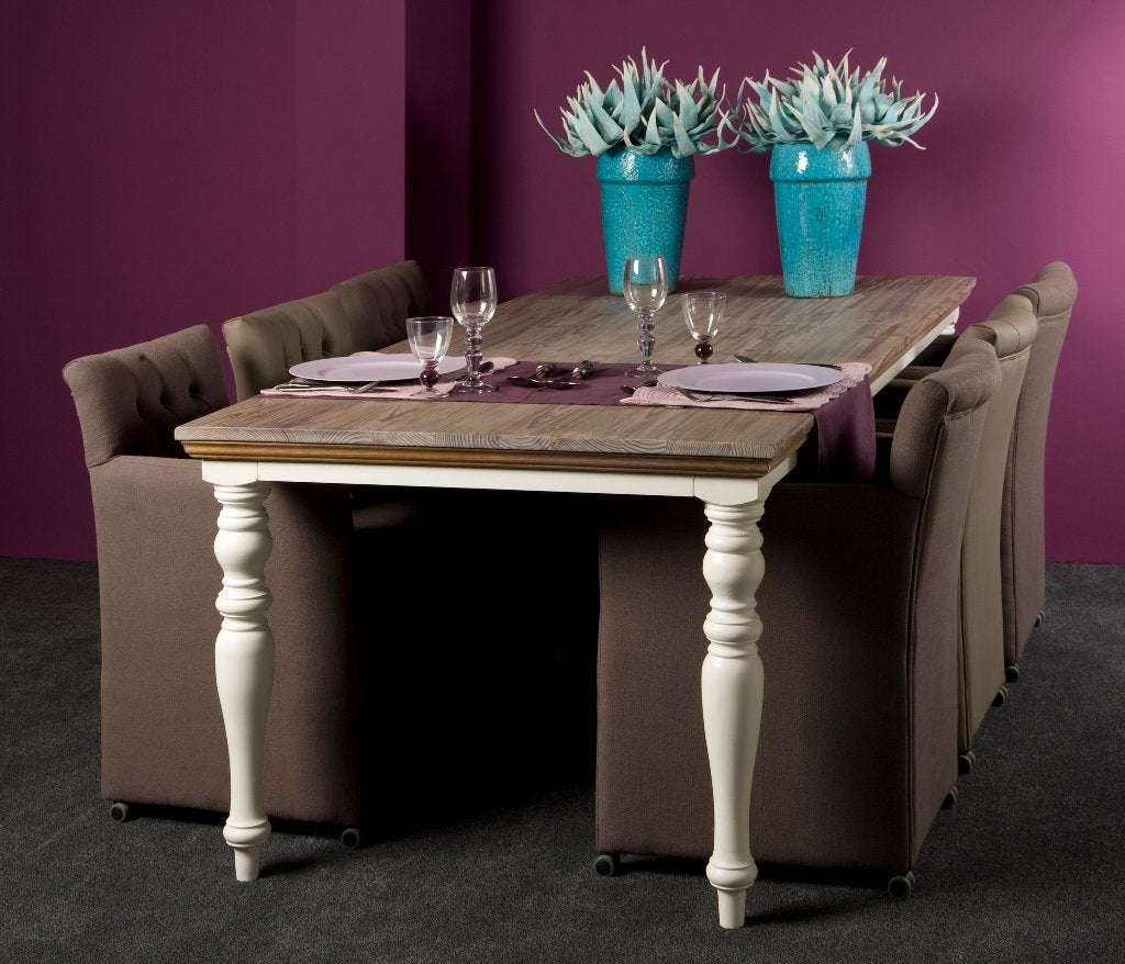 *ACTIE* Landelijke Eettafel Eetkamertafel Tafel Fleur (16), Landelijke tafel eettafel eetkamertafel bolpoot of rechte poot, Rechthoekig