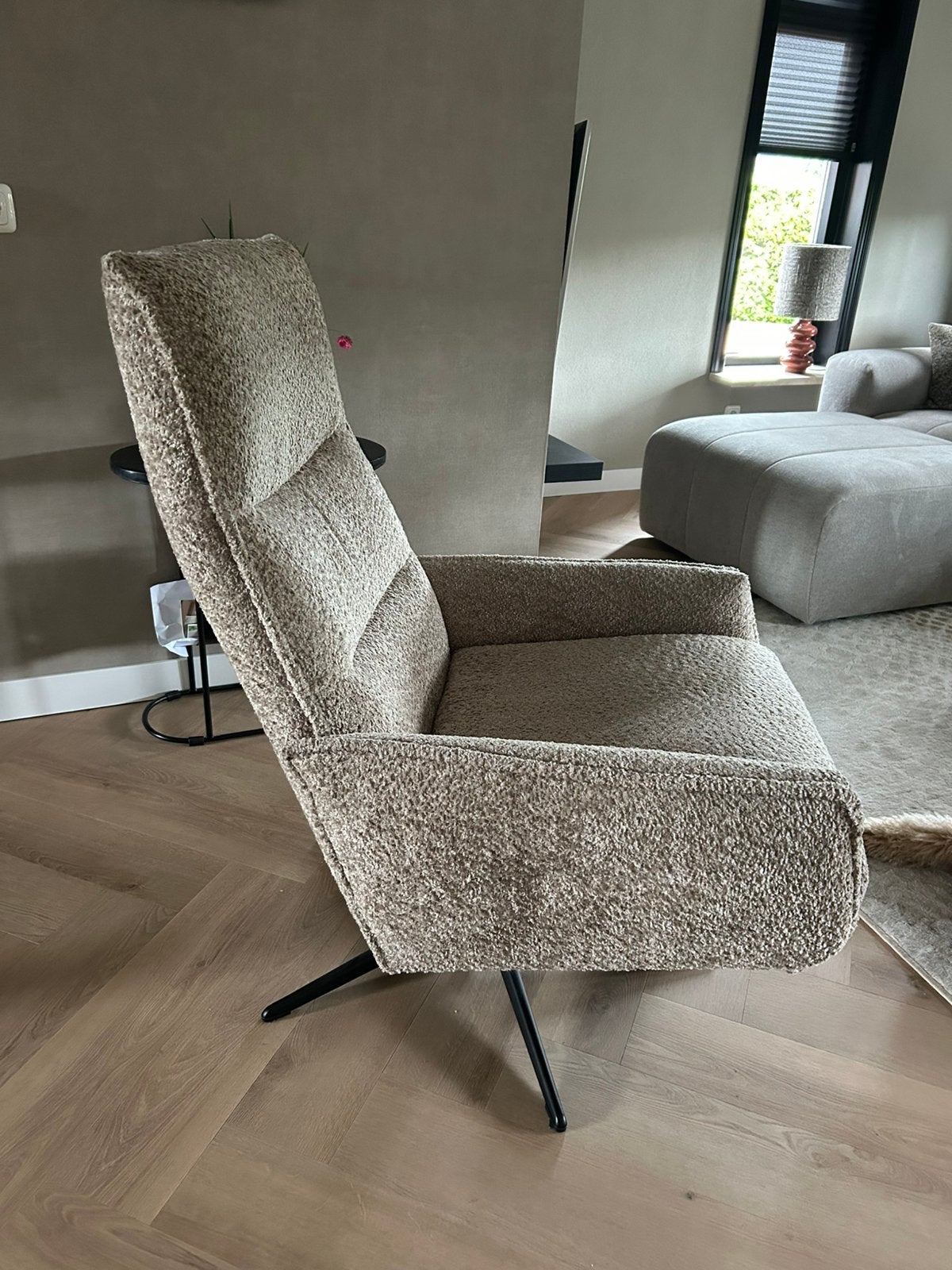 relaxstoel fauteuil stoel met draaivoet, Ophalen, 75 tot 100 cm, Zo goed als nieuw, Stof