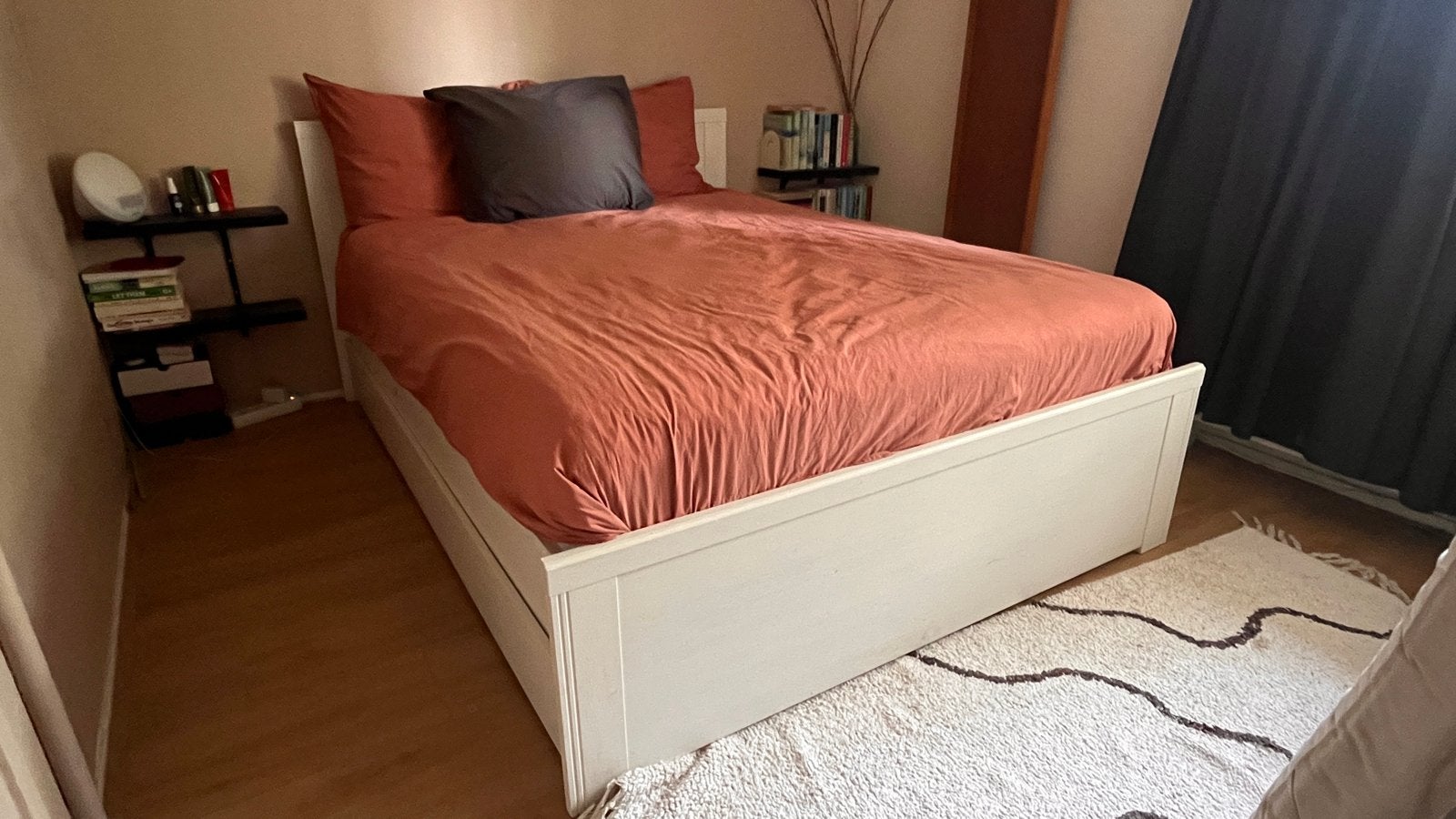 IKEA Brusali bed 140x200 met 4 lades en lattenbodem, Ophalen, Gebruikt, Wit, Tweepersoons