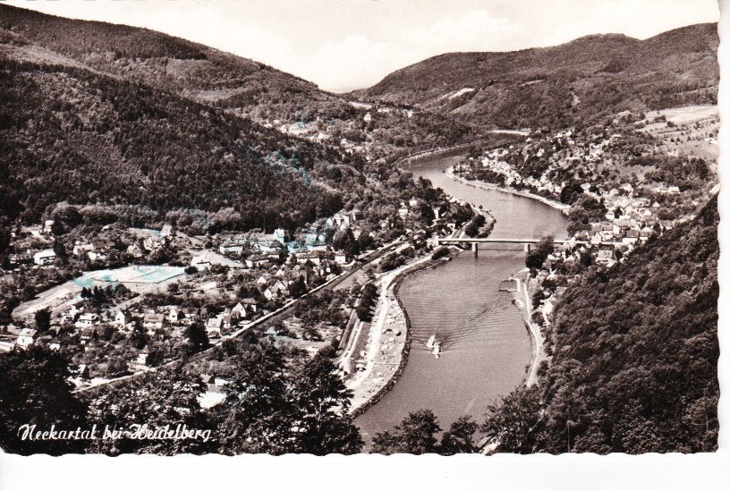 Neckartal bei HEIDELBERG.  Panorama. 16-06, Ophalen of Verzenden, 1960 tot 1980, Gelopen, Duitsland