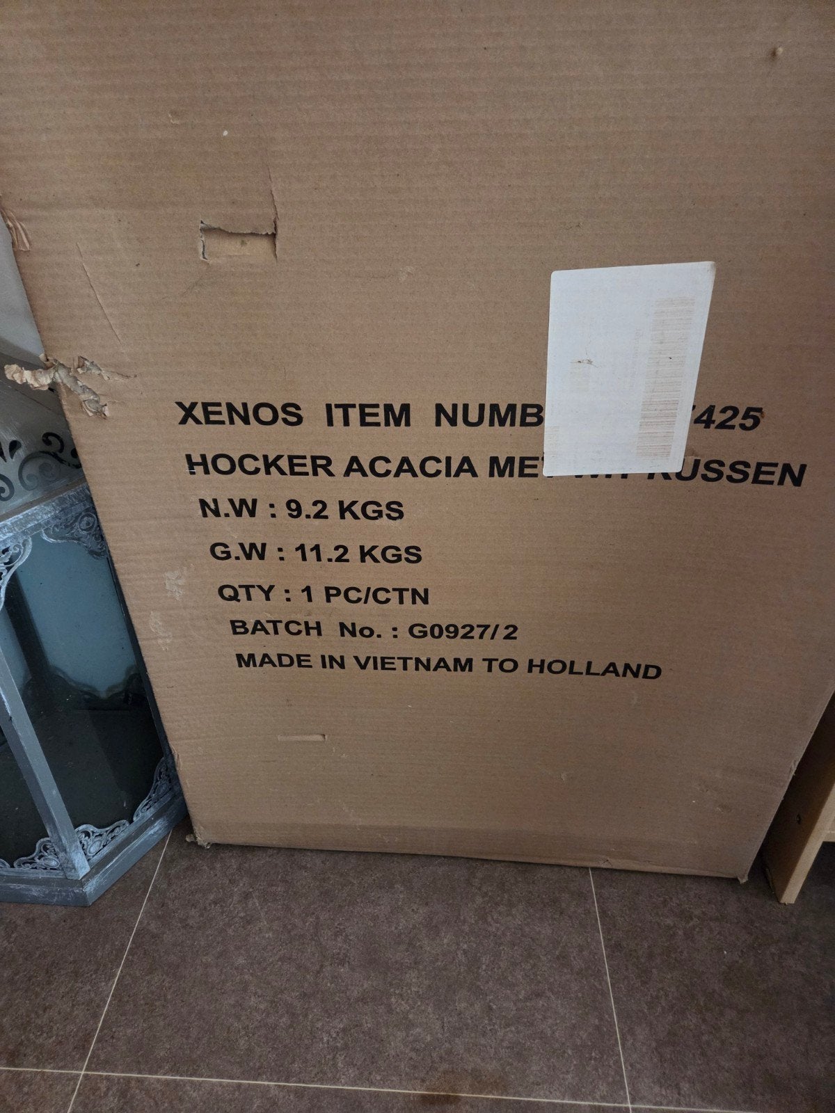 Nieuwe Xenos Hocker 2 stuks, Acacia met Kussens in doos, Ophalen of Verzenden, Nieuw, Hout