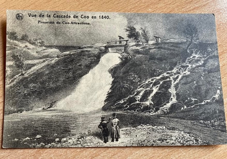Mooie Ansichtkaart: Cascade de Coo en 1840 provincie Luik, Ophalen of Verzenden, Voor 1920, Gelopen