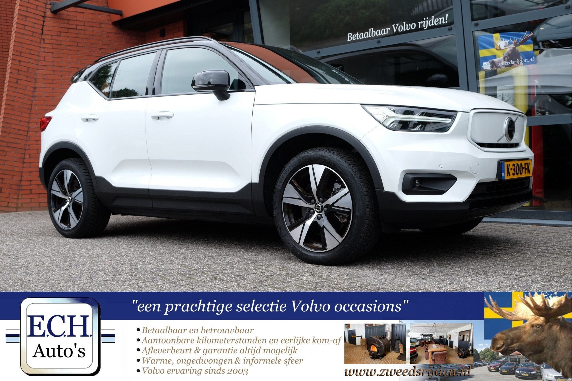 Volvo XC40 408 pk Recharge P8 AWD R-Design, Leer, Trekhaak,, Auto's, Volvo, Gebruikt, Wit, Vierwielaandrijving, 408 pk