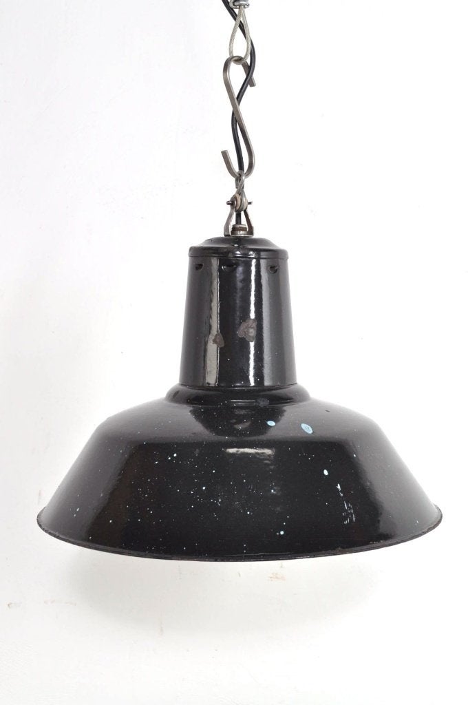 Vintage emaille lamp hanglamp industriële fabriekslamp, Huis en Inrichting, Lampen | Hanglampen, Ophalen of Verzenden, Gebruikt