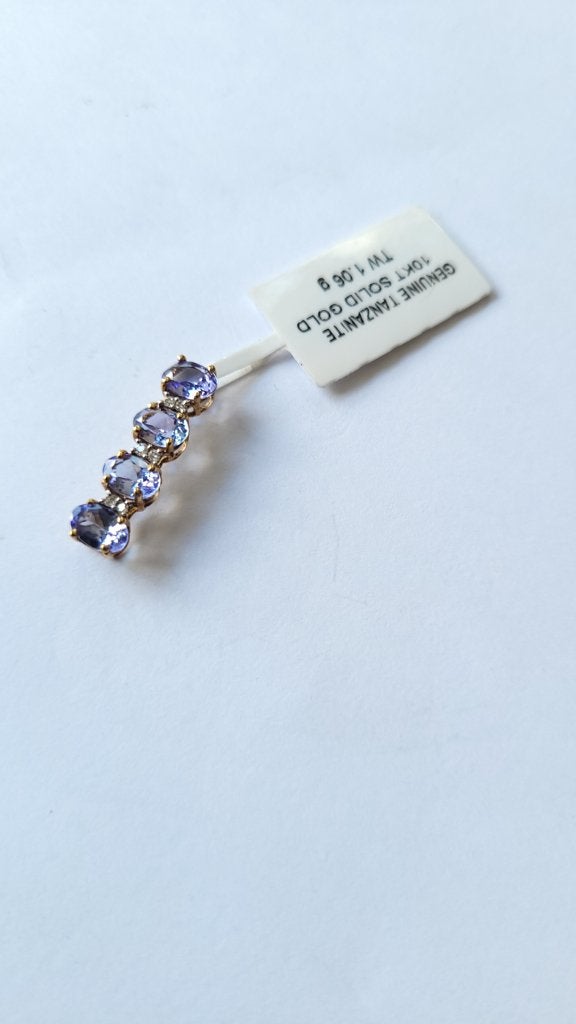 10 kt gouden Tanzanite hanger. Met 4 stenen. Helder violet, Ophalen, Nieuw, Goud, Goud