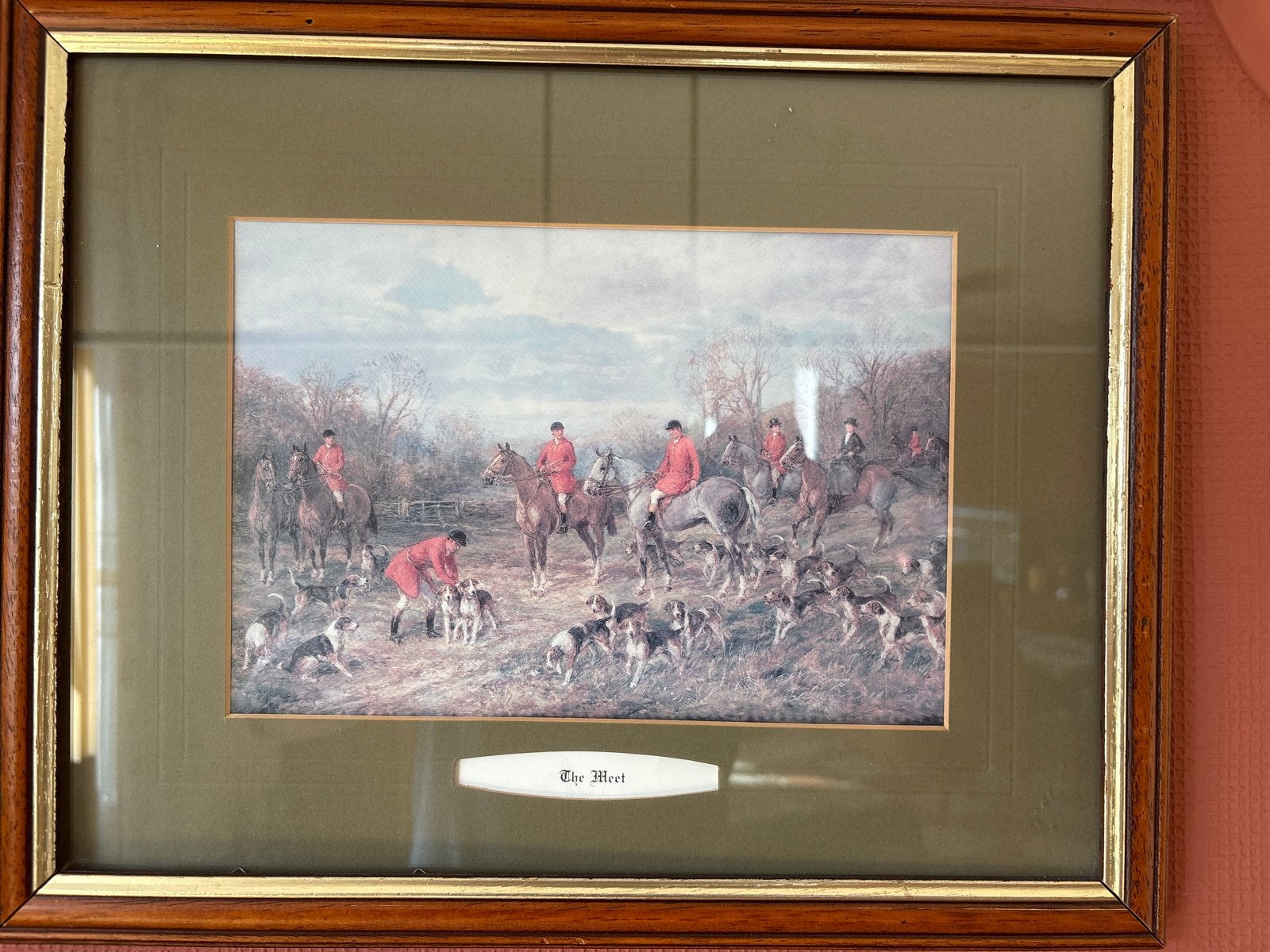 Vintage print: Jachttafereel, Achter glas, Dieren, Ophalen of Verzenden, Klassiek