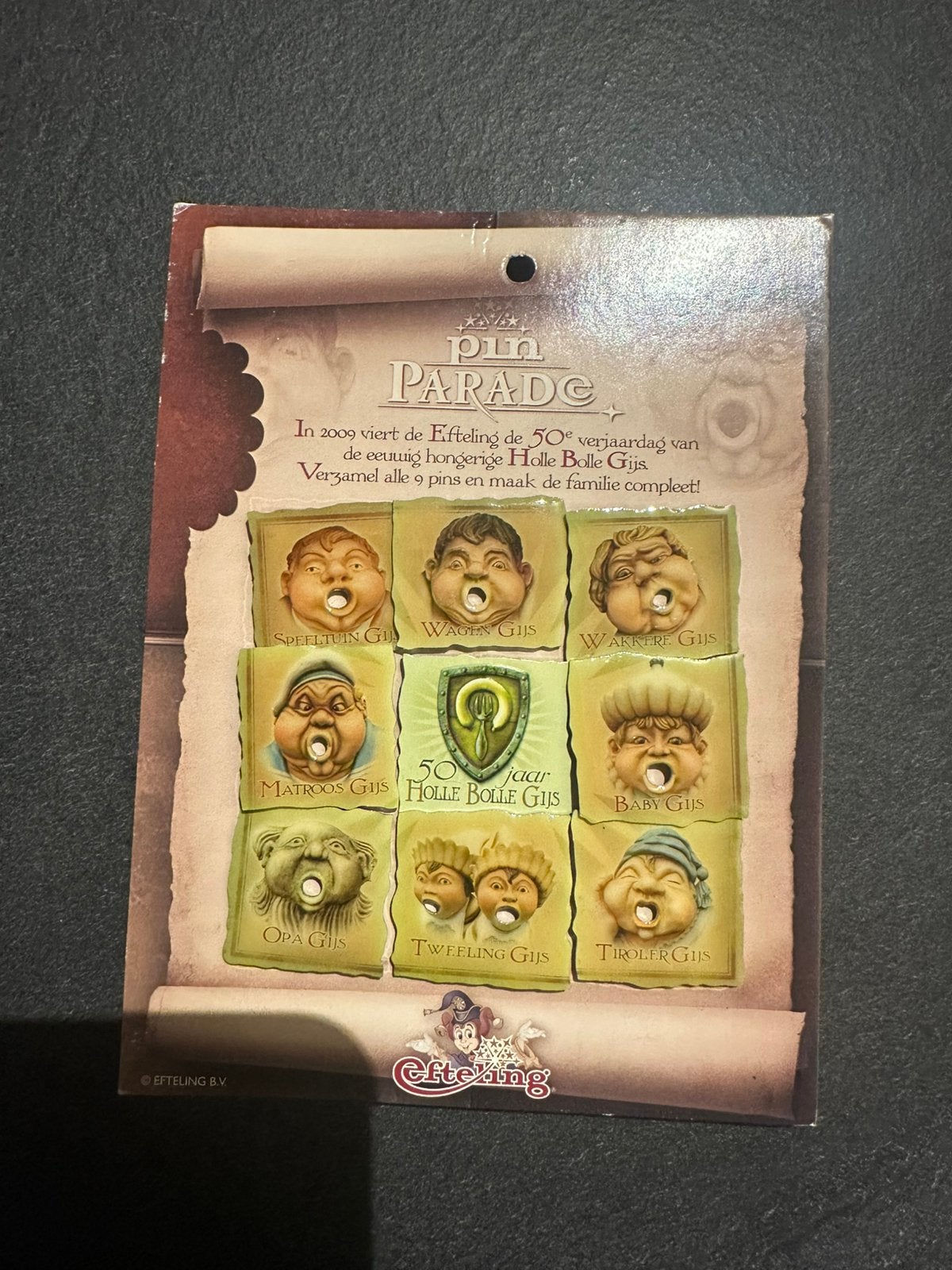 Efteling pins holle bolle Gijs, Ophalen of Verzenden, Zo goed als nieuw, Button of Speldje
