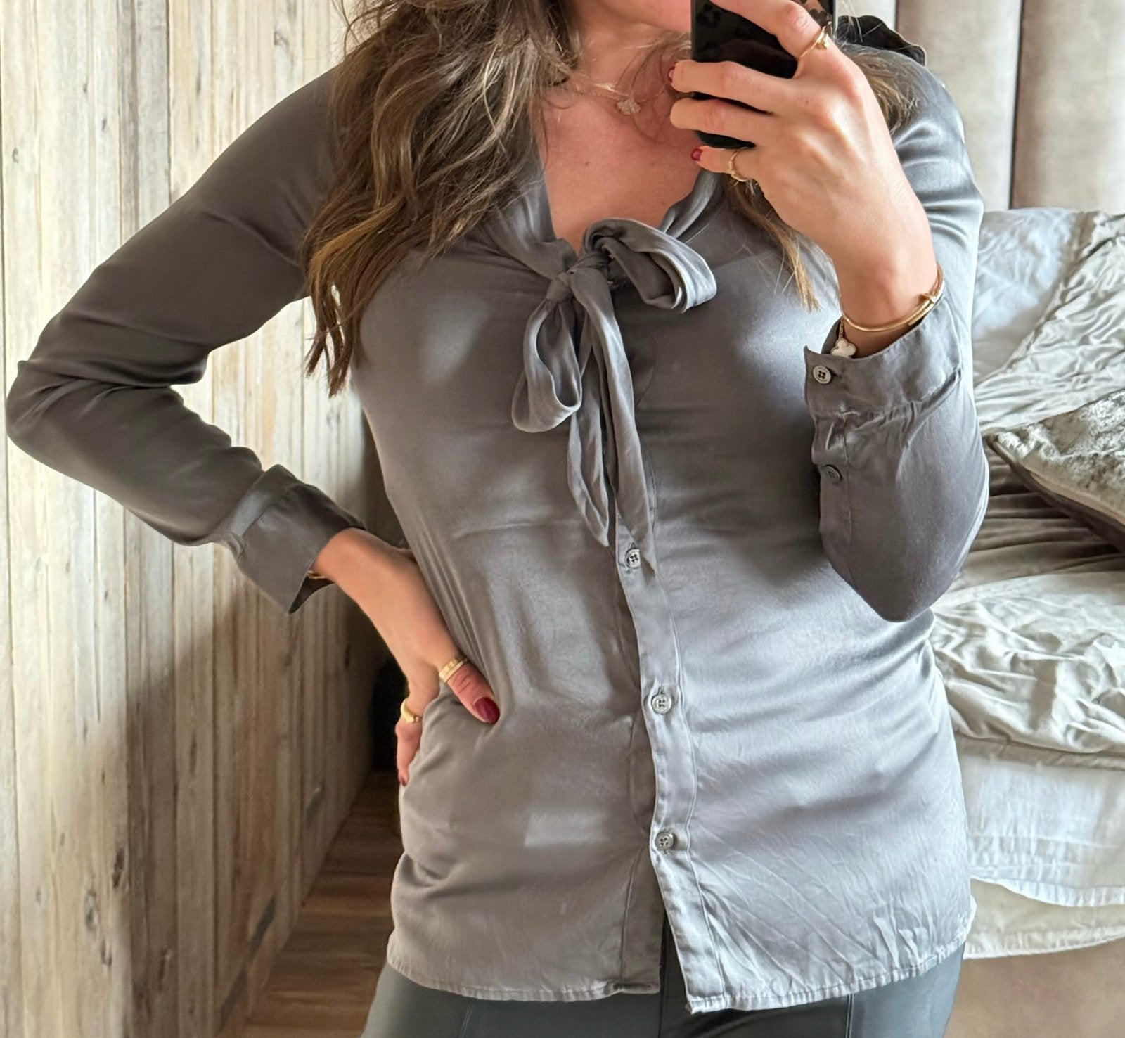 Burberry londen grijze blouse in maat 36., Ophalen of Verzenden, Gedragen, Maat 36 (S), Grijs