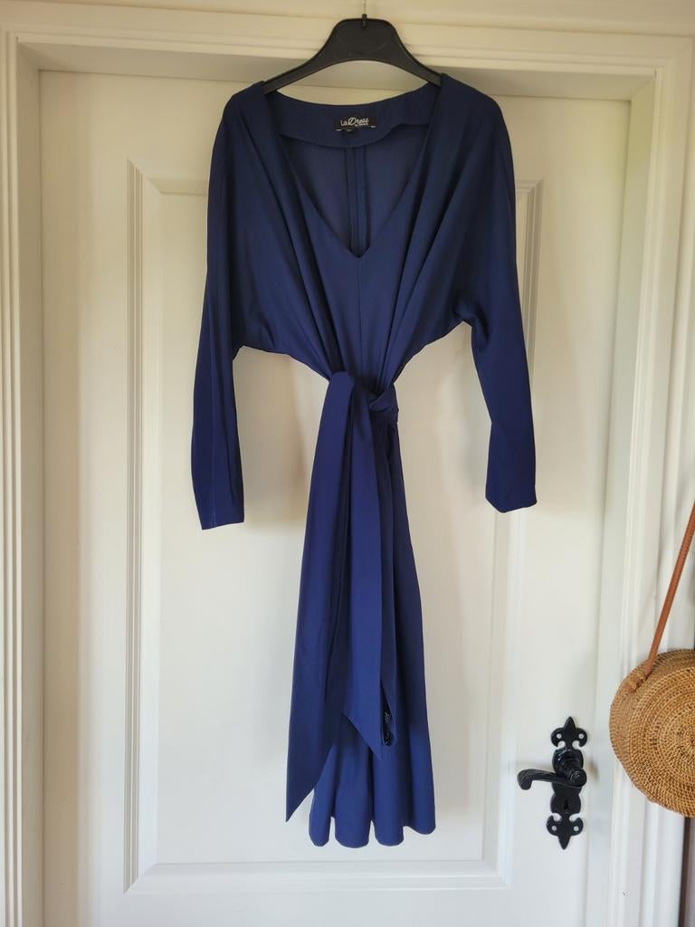 Mooi blauw jurkje ladress la dress mt l 40 42, Maat 38/40 (M), Zo goed als nieuw, LaDress, Boven de knie