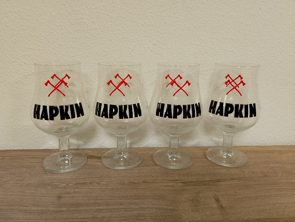 Hapkin Belgische Speciaalbierglazen, Ophalen of Verzenden, Zo goed als nieuw, Glas of Glazen, Overige merken