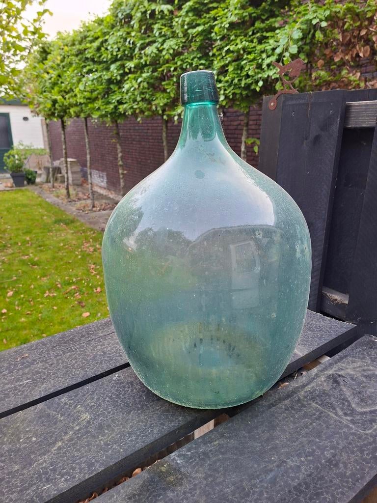 Grote groene glazen fles, Ophalen of Verzenden, Gebruikt