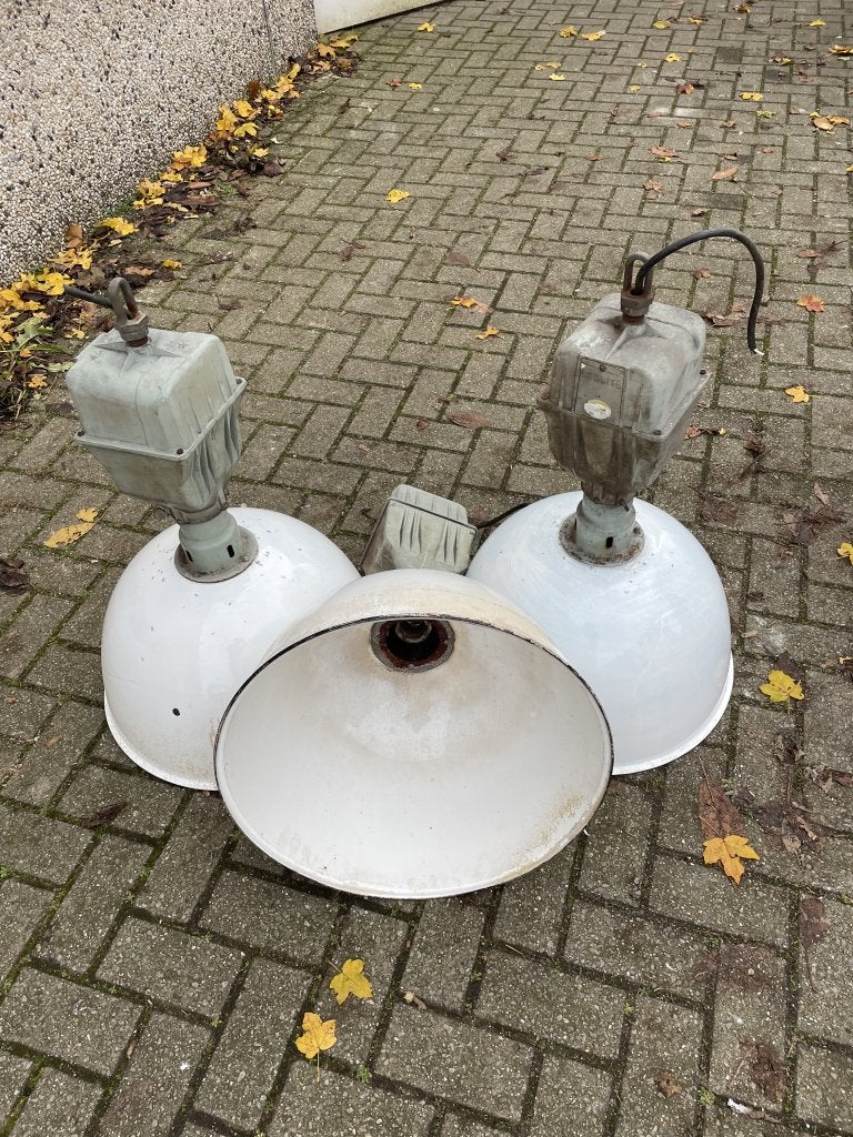 Set van 6 emaille- industriële lampen, La belle porte, Jurgen.hoogenboezem@gmail.com, Zo goed als nieuw, Metaal