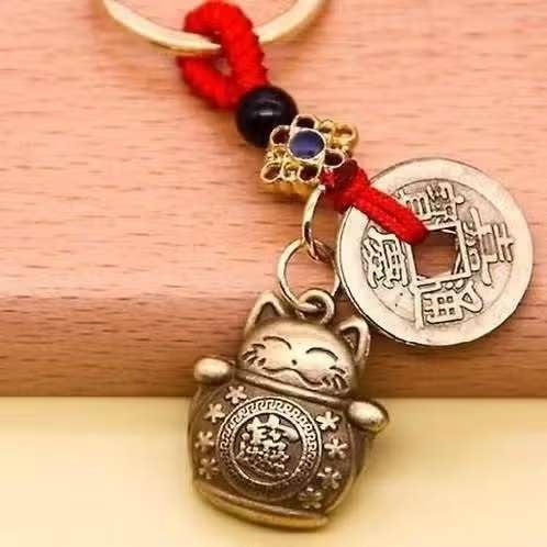 Talisman: Gelukskat / Wenkende kat &  Feng Shui munten, Ophalen of Verzenden, Overige typen