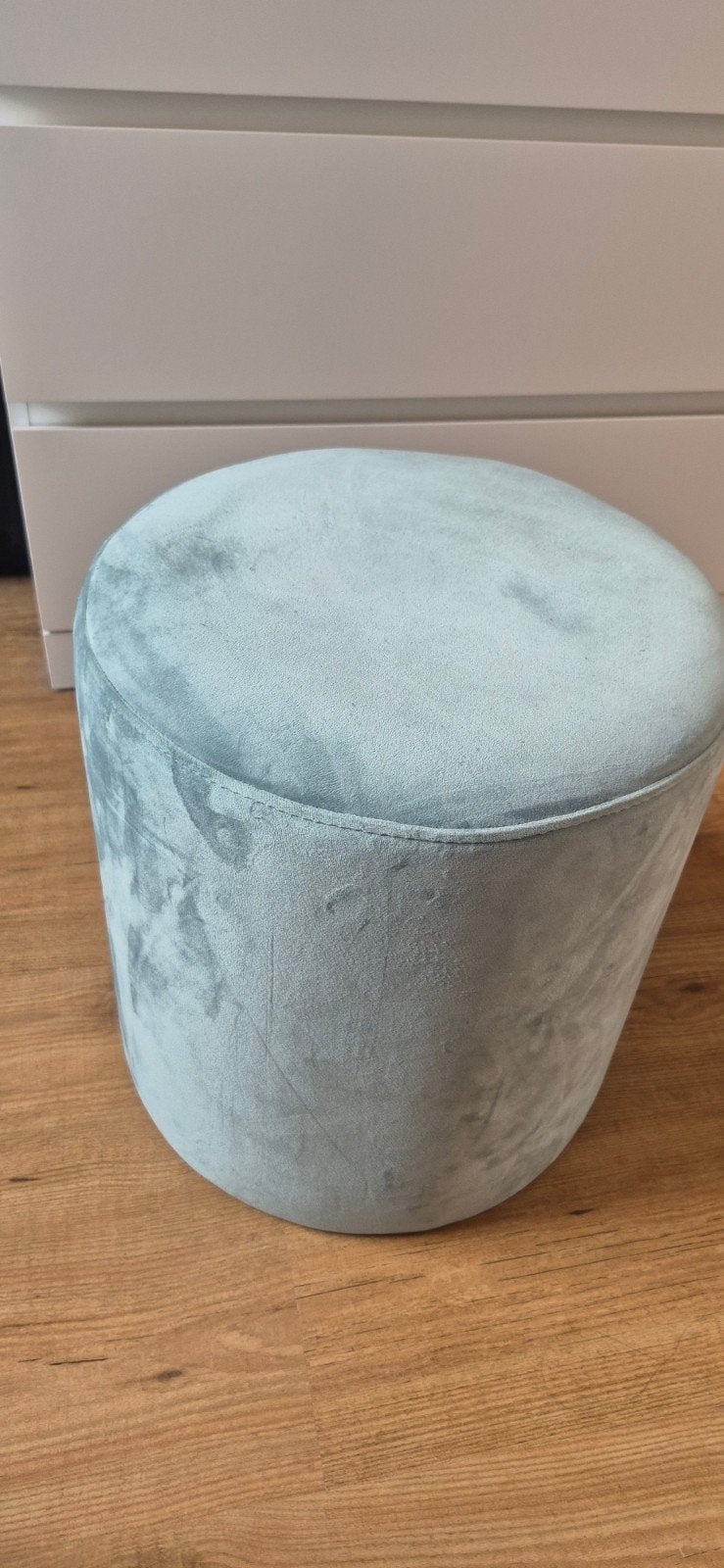 Stijlvolle fluwelen poef - blauw/groen, Ophalen, Minder dan 50 cm, Modern, Scandinavisch, Glamour, Rond
