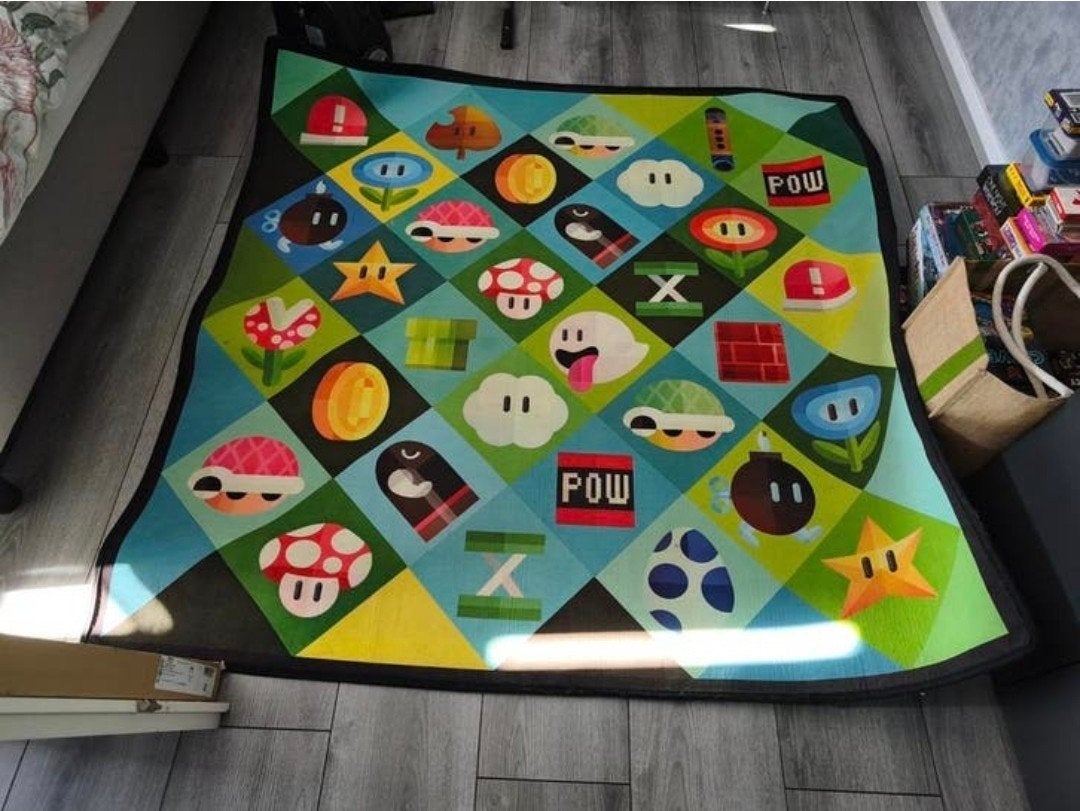 Super Mario Vloerkleed - 160x160, Ophalen, Vierkant, Super Mario, Gaming, Speels, Kinderkamer