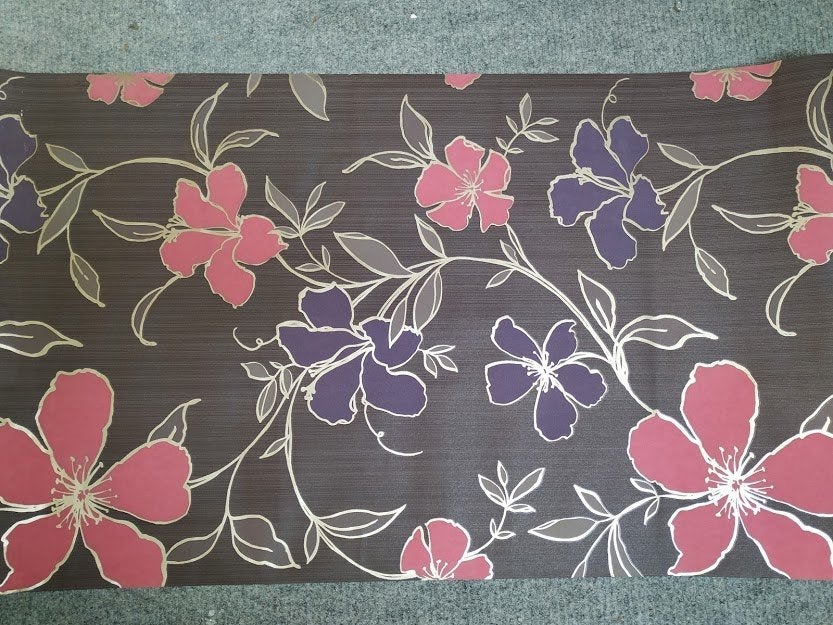 Behang bruin met bloemen print ( +/- 3 meter ), Ophalen of Verzenden, 5 tot 10 m², Bruin