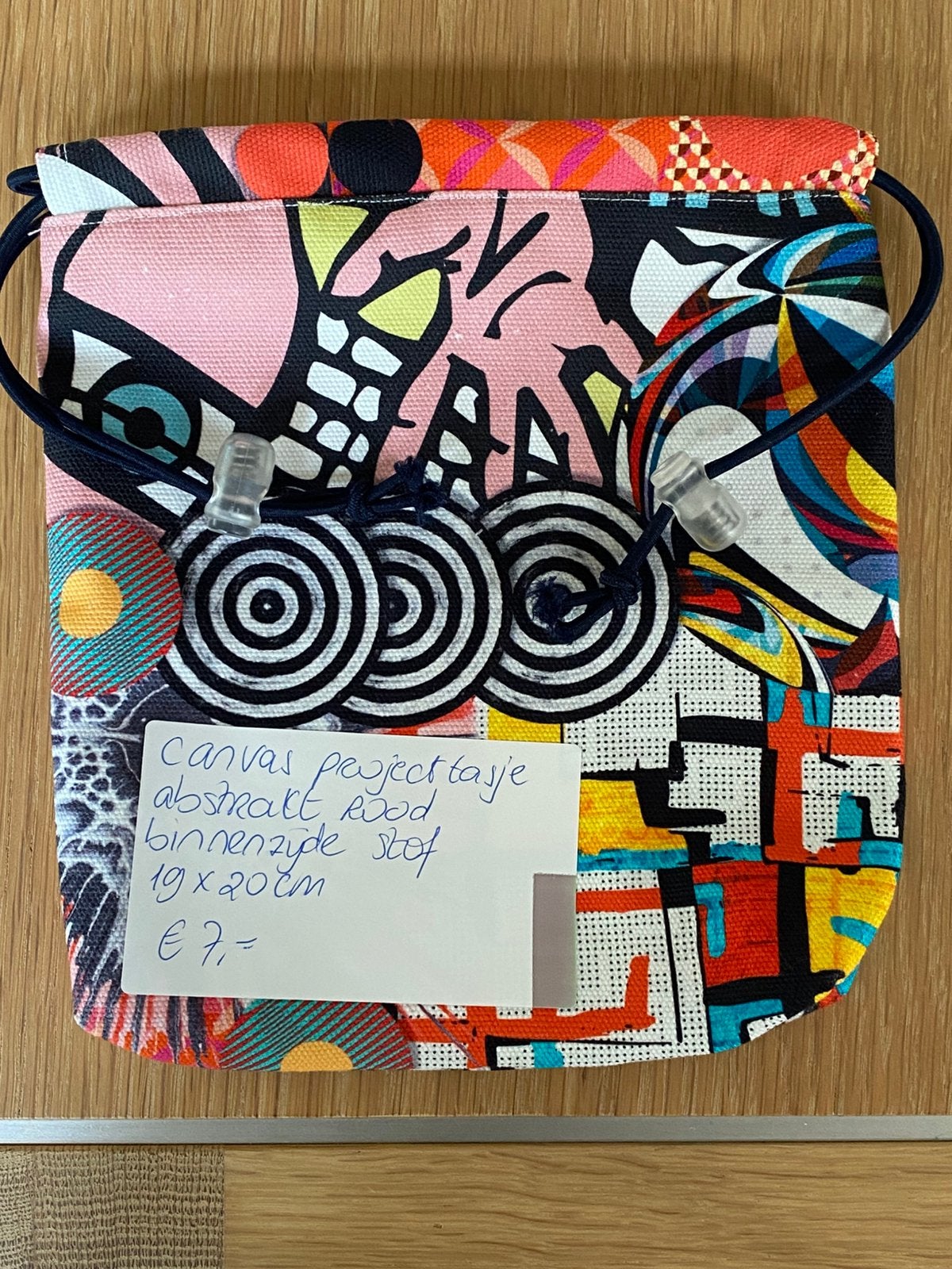 Canvas projecttasje met stoffen binnenzijde 20x20 cm €7,-, Ophalen of Verzenden, Nieuw