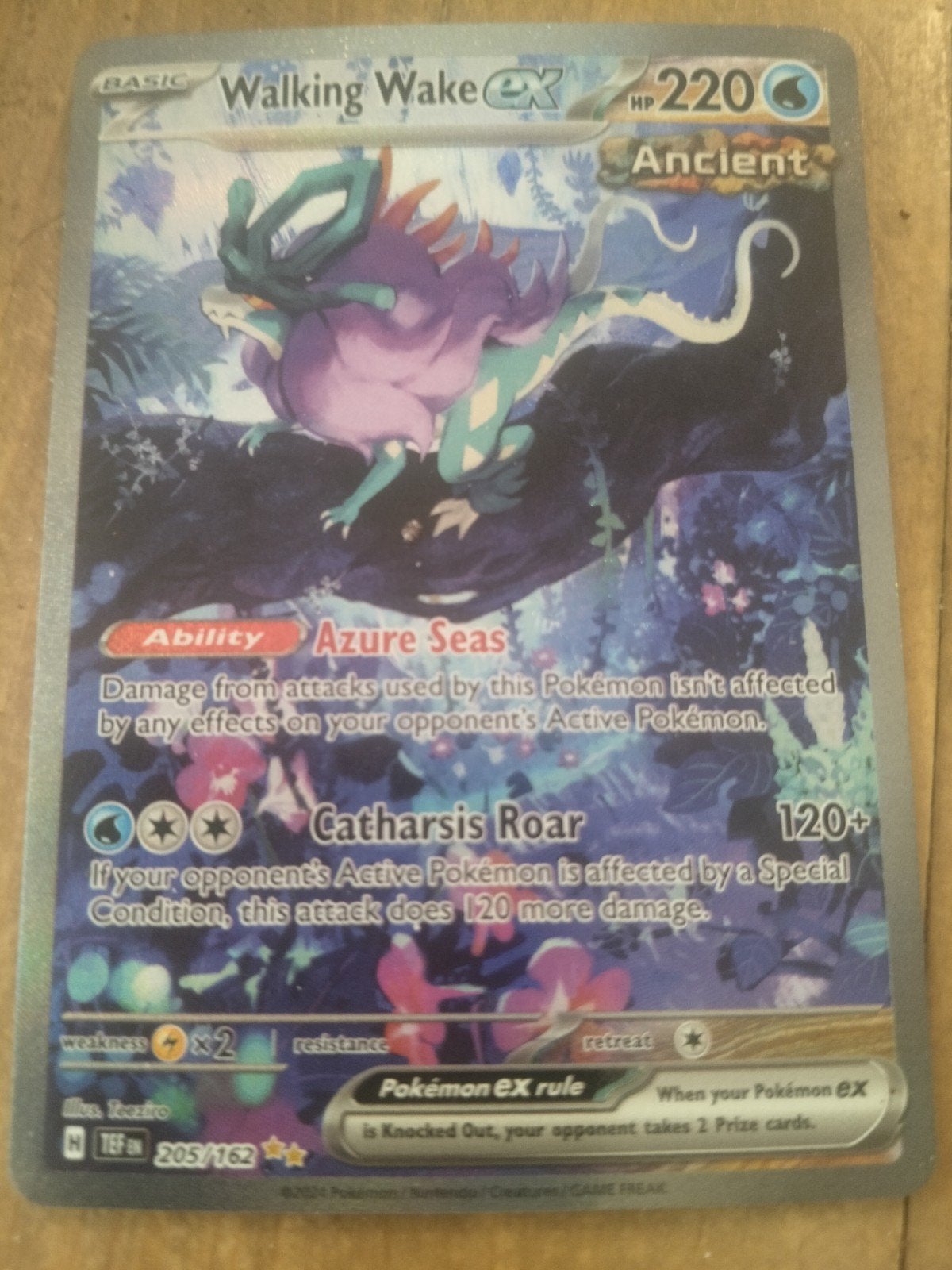 Walking Wake EX 205/162 - Scarlet & Violet Temporal Forces, Ophalen of Verzenden, Zo goed als nieuw, Losse kaart, Foil