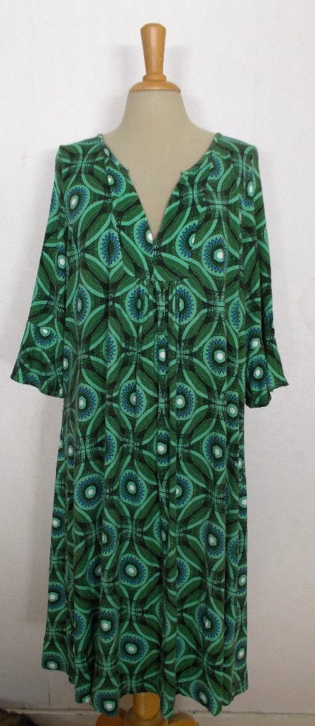 Aparte groene print jurk van Tante Betsy! XL, Verzenden, Maat 46/48 (XL) of groter, Zo goed als nieuw, Onder de knie