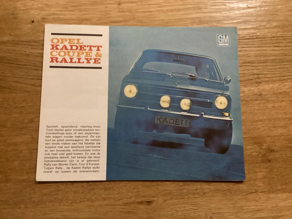 Opel Kadett Coupe & Rallye Brochure, Ophalen of Verzenden, Zo goed als nieuw, Opel