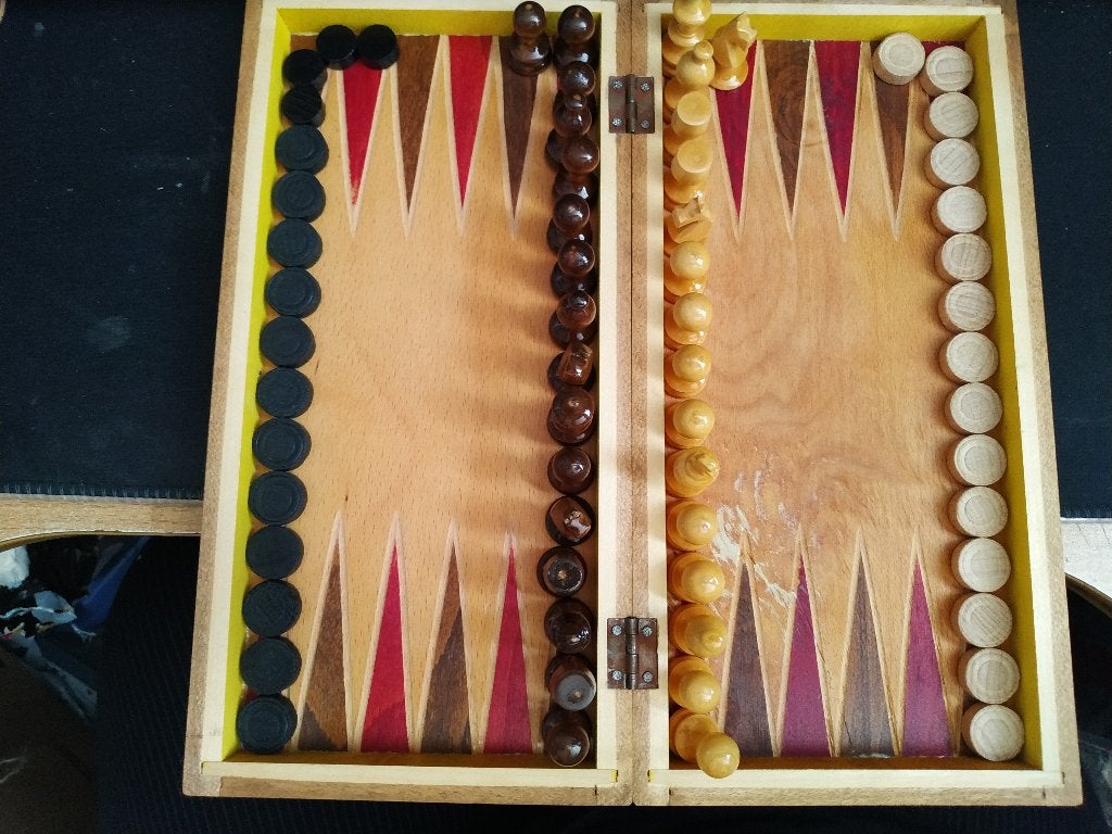Houten schaken en backgammon, Een of twee spelers, Ophalen of Verzenden, Nieuw