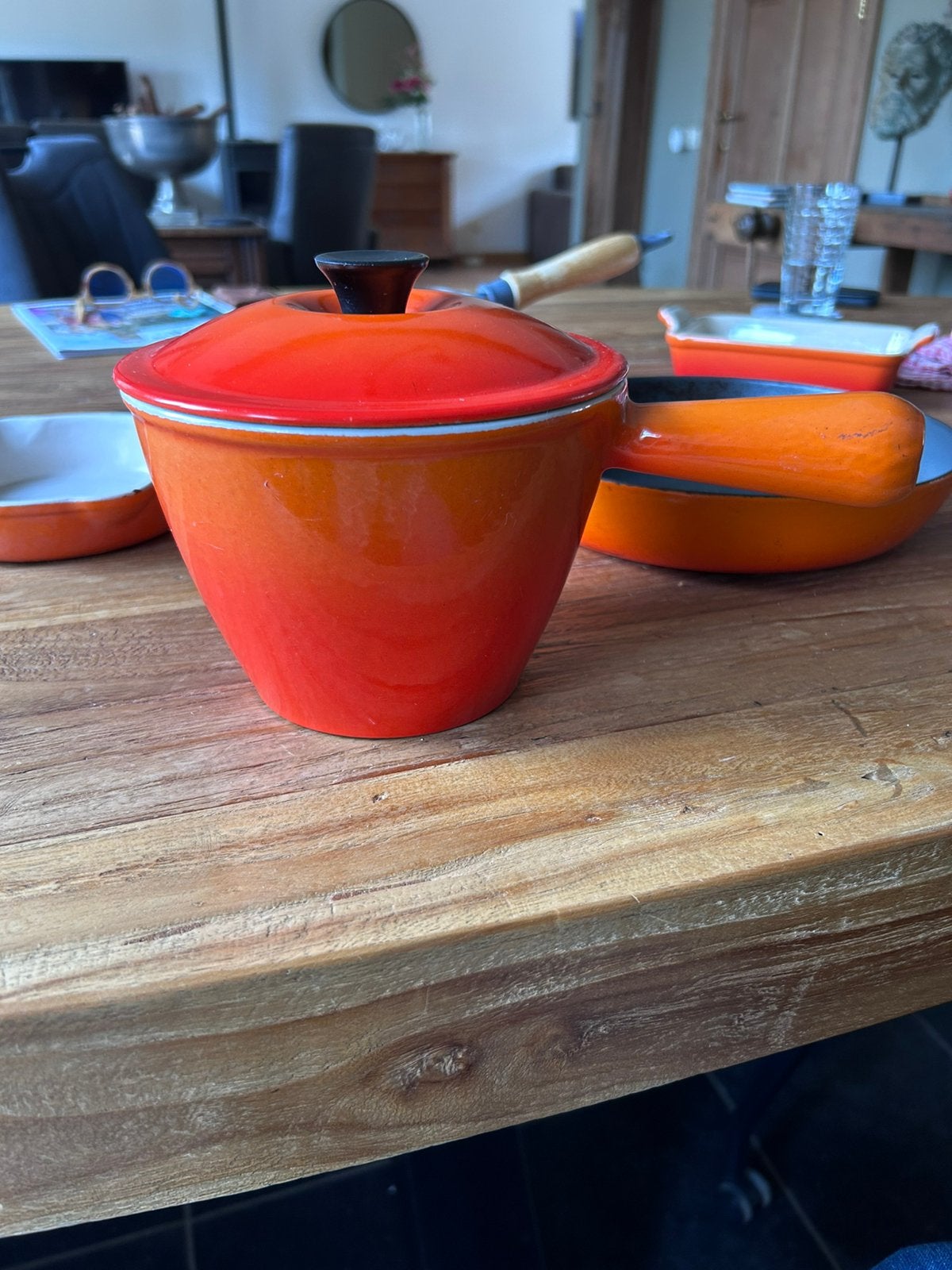 Le Creuset pan, gietijzer geëmailleerd. 16cm, Gietijzer, Overige typen, Le Creuset, Ophalen of Verzenden