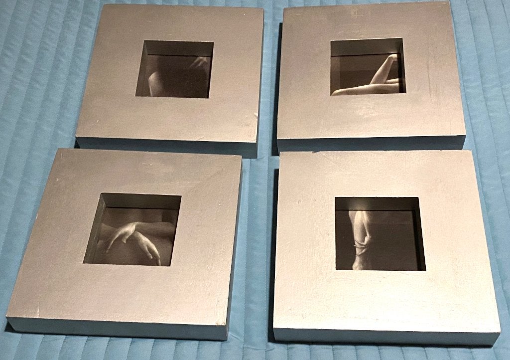 4 houten fotolijsten 24 x 24 cm, 24 cm, Gebruikt, 24 cm, Ophalen of Verzenden
