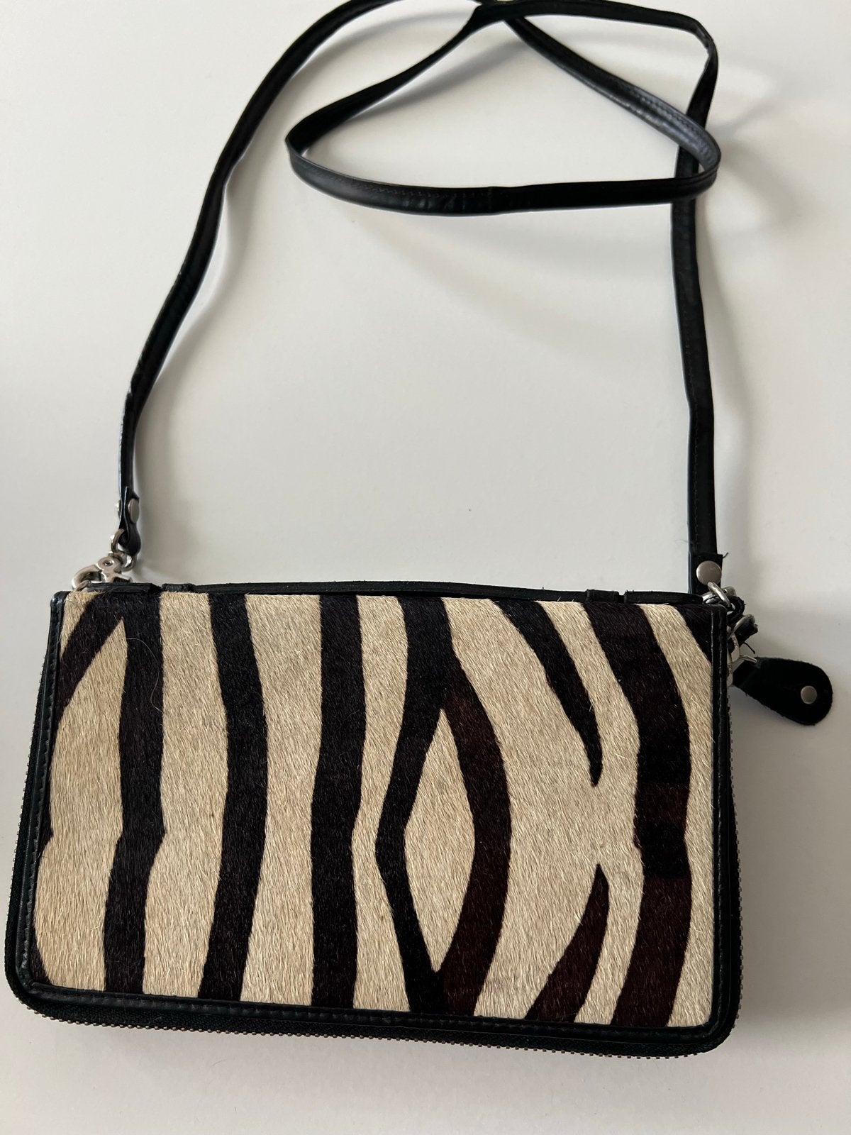 BeasyBag Zebra Leren Schoudertasje 20x15, Ophalen of Verzenden, Nieuw, Zwart, Schoudertasje