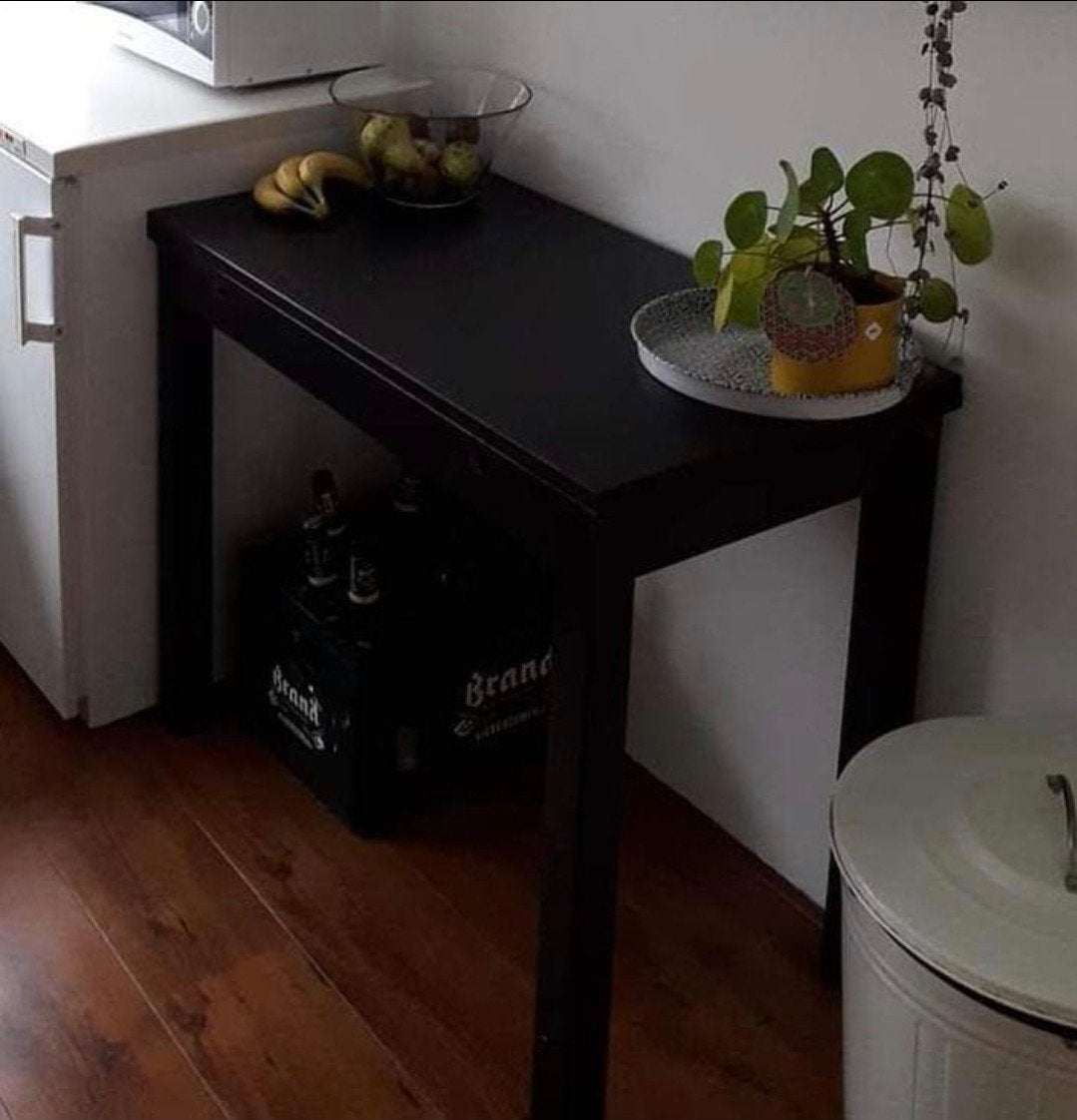 Gratis ophalen: zwart bijzettafeltje uitschuifbaar - 90cm ho, Ophalen, Gebruikt, 50 tot 100 cm, 50 tot 100 cm